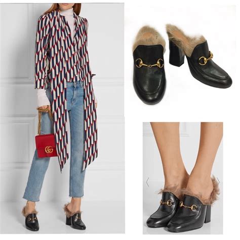 gucci shearling lined leather mules|Gucci shearling leather mules.